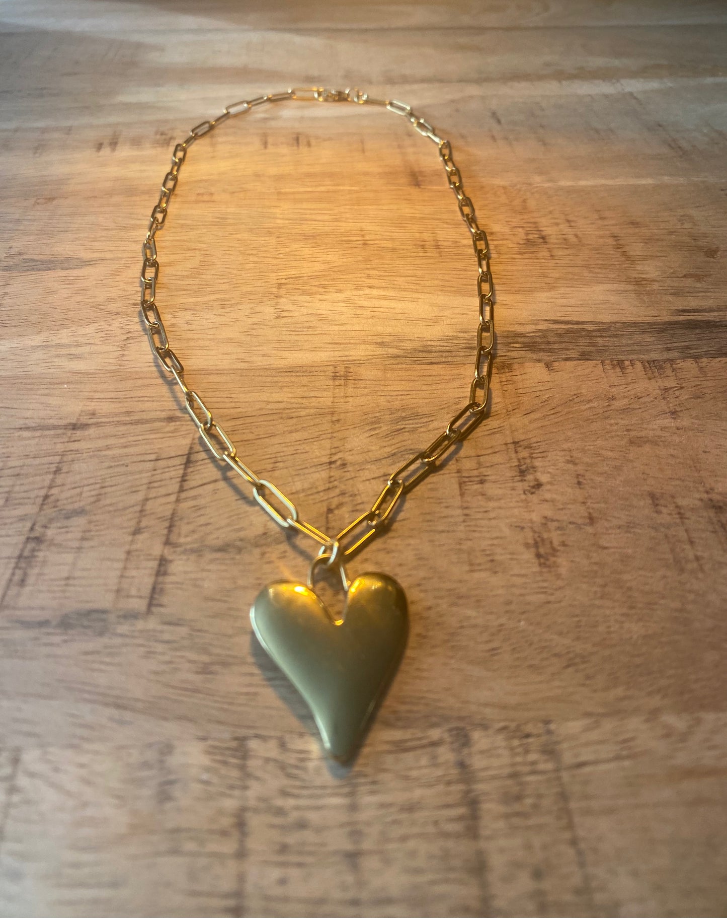RVS goudkleurige schakelketting met hart