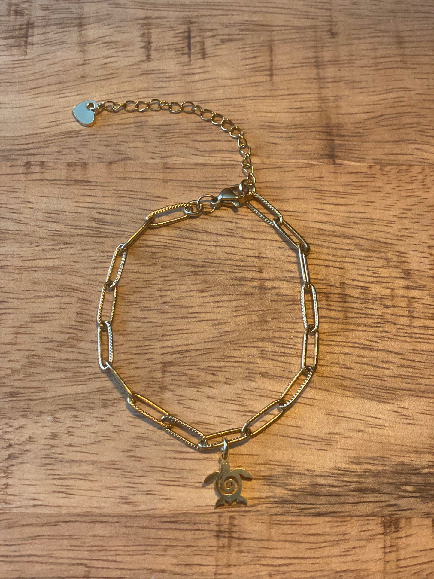 RVS goudkleurige schakelarmbandje met schildpad bedel