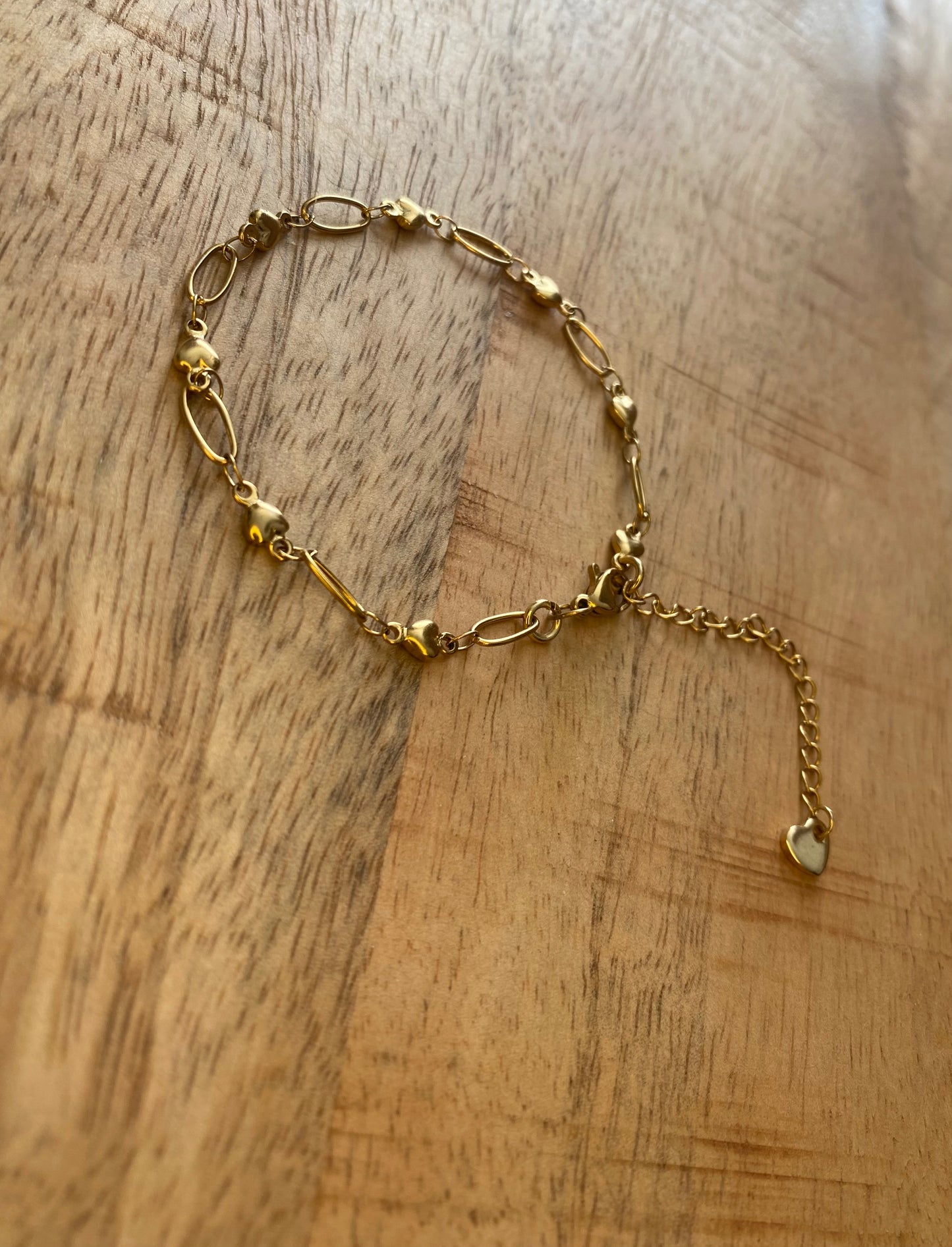 RVS Armband met Ovale Schakels en Hartjes – Goud of Zilver