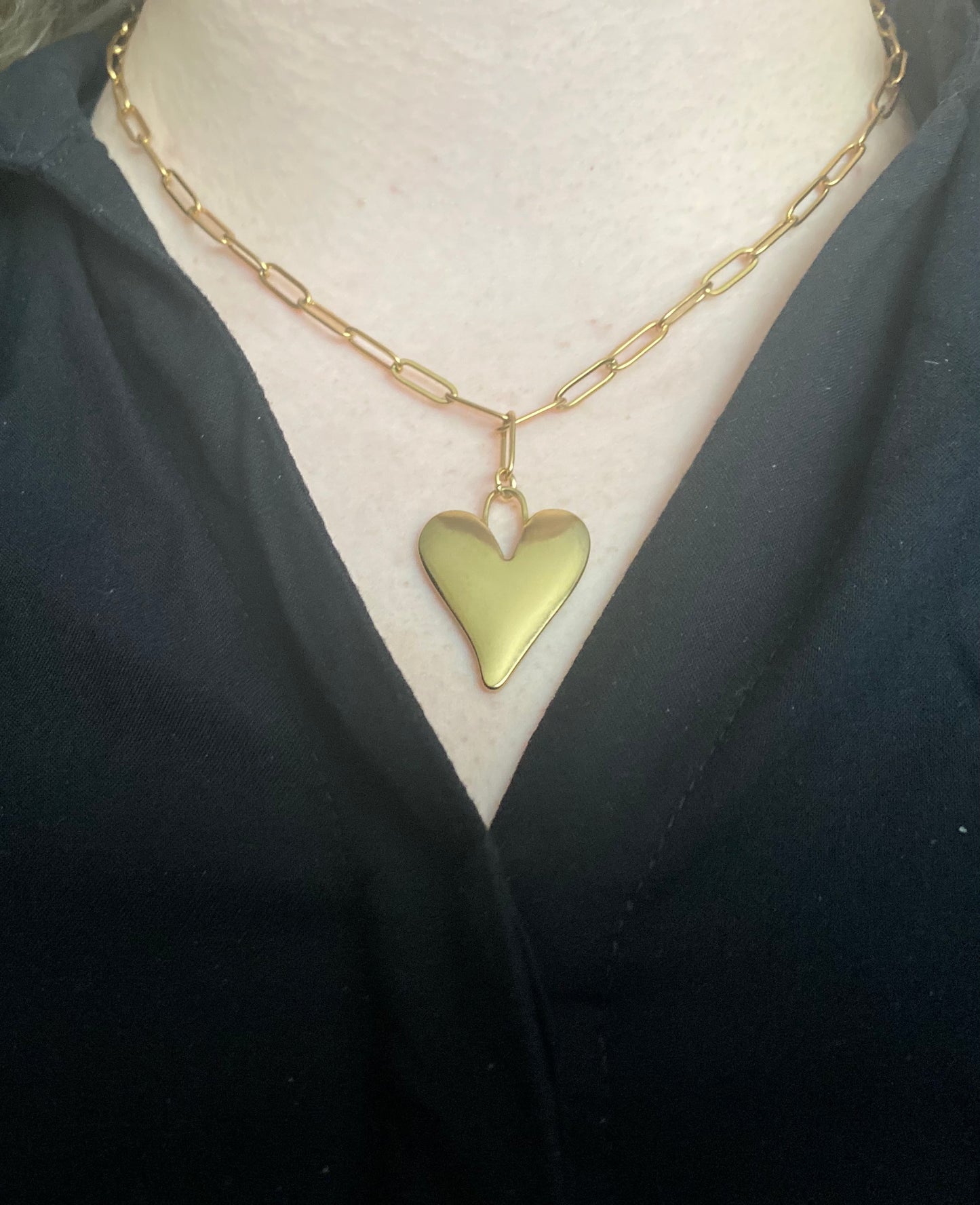 RVS goudkleurige schakelketting met hart