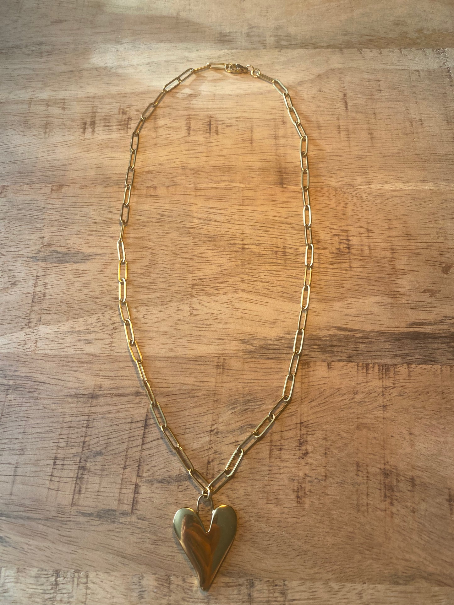 RVS goudkleurige schakelketting met hart