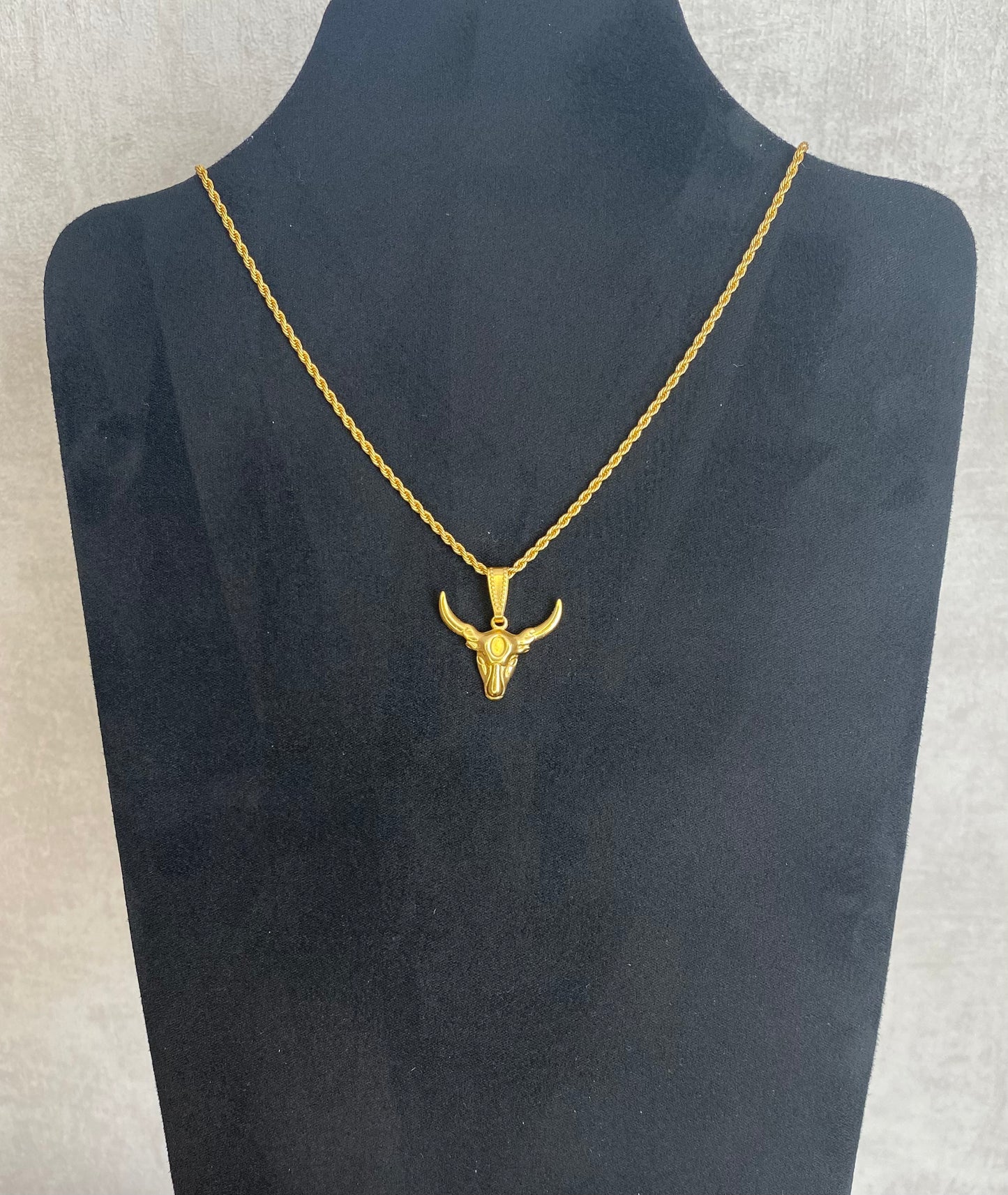 Texas Longhorn Skull Ketting – RVS Goud of Zilver