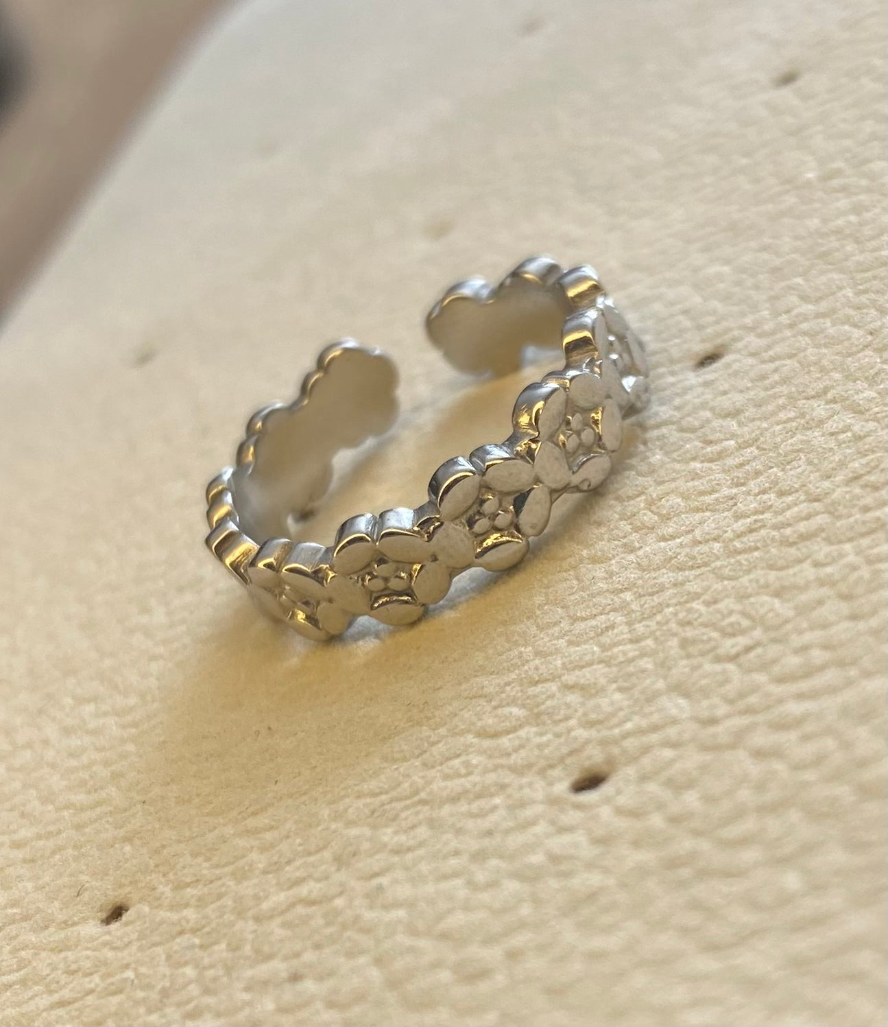 Shimmer Flower Ring – Goud of Zilver RVS (Maat 8,5)