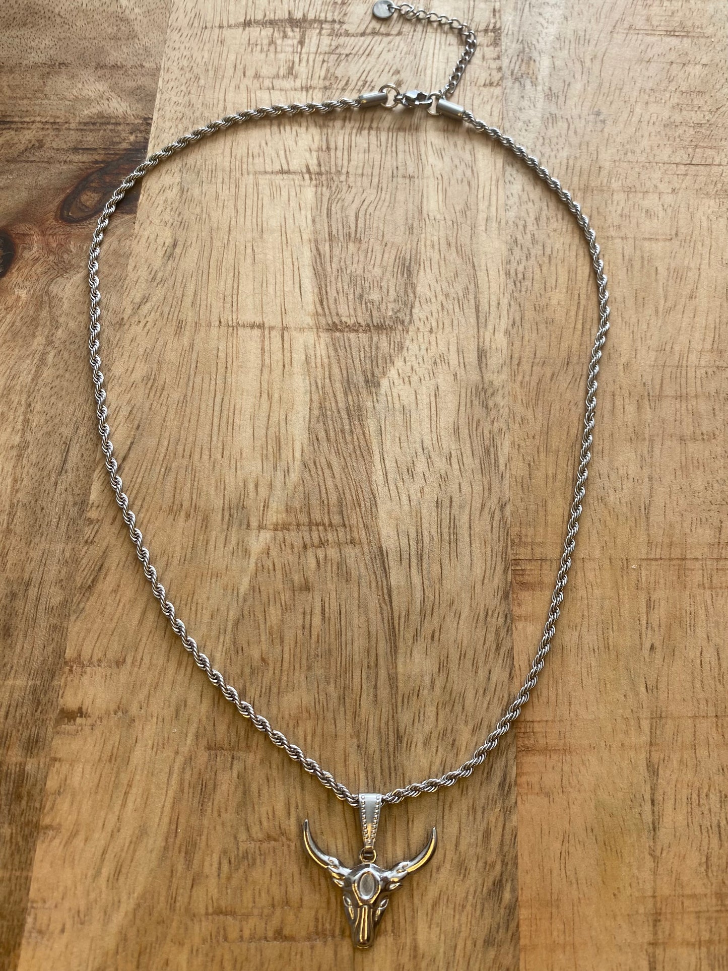 Texas Longhorn Skull Ketting – RVS Goud of Zilver